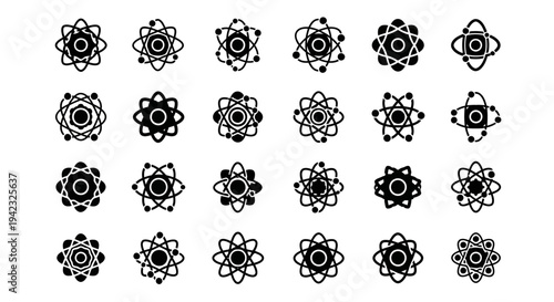 A diverse collection of elegant abstract geometric icons featuring symmetrical patterns, intricate designs, and decorative vector elements perfect for modern graphic design projects