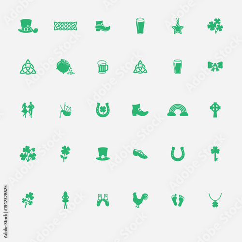 Green St Patricks Day vector illustration pack