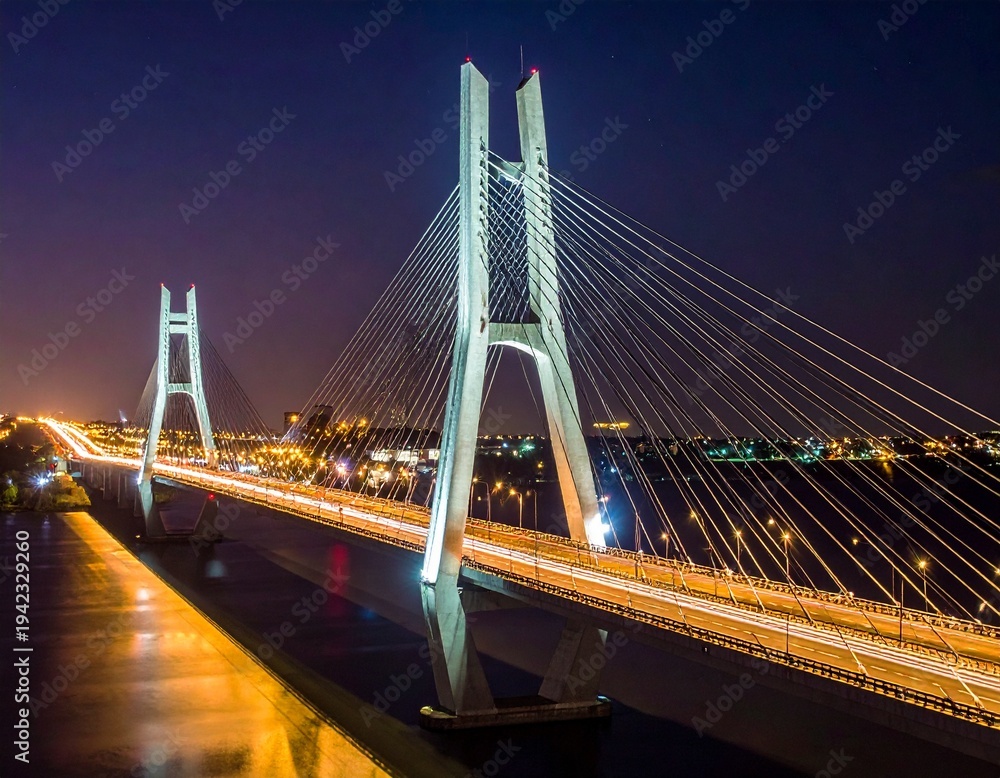 Fototapeta premium Bridge at night with lights