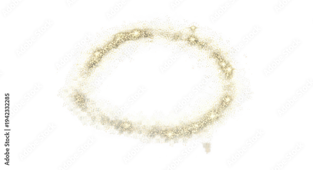 Fototapeta premium A sparkling ring of glittering particles on transparent background