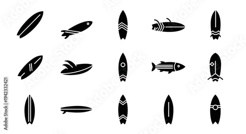 Collection of Paragliding Icons Representing Paraglider Aircraft and Parachuting Sports Equipment