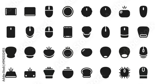 Collection of audio equipment and broadcasting icons, including radios, microphones, headphones, and volume controls for multimedia and communication concepts