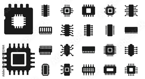 Collection of broadcast and audio equipment icons for digital media and communication applications