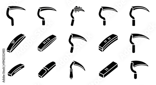 Set of icons representing automotive brake system components and related equipment