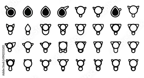 Collection of Minimalist Icons Representing Different Shapes and Designs