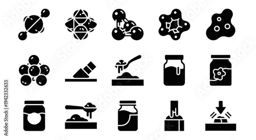 Collection of Icons Representing Various Scientific Concepts and Processes