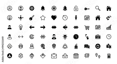 Collection of diverse line art icons for various purposes, including business, technology, and lifestyle