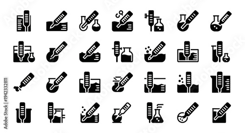 Collection of Scientific Instruments and Laboratory Equipment Icons for Research and Development Applications