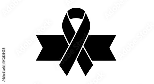 A black awareness ribbon symbolizing support and solidarity for a social cause.