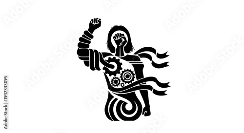 A dynamic illustration of a person dancing with flowing clothes and energetic poses.