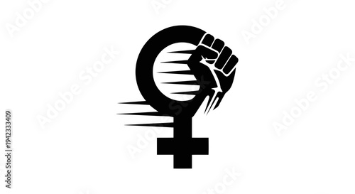 Feminist symbol with a raised fist representing female empowerment and solidarity.