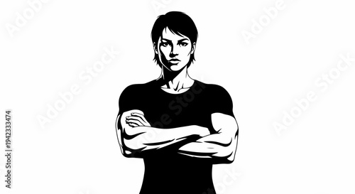 Illustration of a confident man with his arms crossed, standing against a white background.