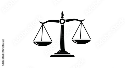 A simple black and white illustration of a balance scale.