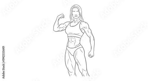A muscular man flexing his bicep in a simple line drawing.