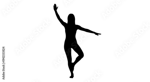 A dancer in a dynamic pose, captured in silhouette against a plain background.