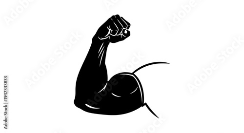 A flexed arm with a clenched fist and visible veins in a simple graphic illustration.