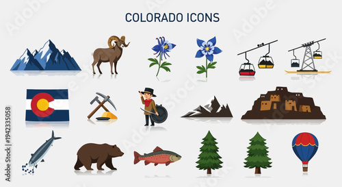 Colorado Icons - A Collection of State Symbols and Attractions