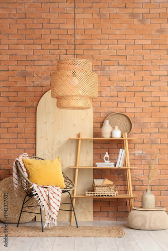 Cozy boho living room inter...
