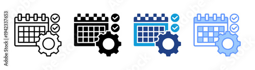 Schedule icon set multiple style collection