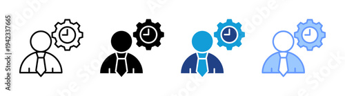 Working Time icon set multiple style collection