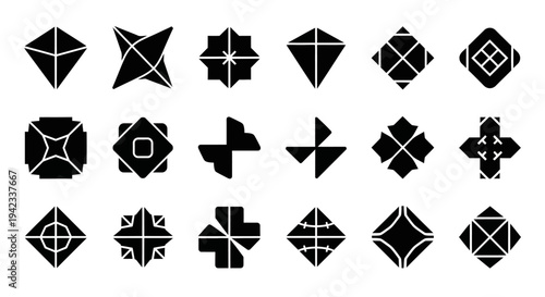 Geometric abstract shapes and symbols set, a collection of modern and minimalist design elements for diverse applications