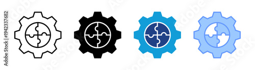 Puzzle icon set multiple style collection