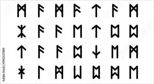 A Collection of Norse Runes, an Ancient Alphabet of Symbols and Mysticism