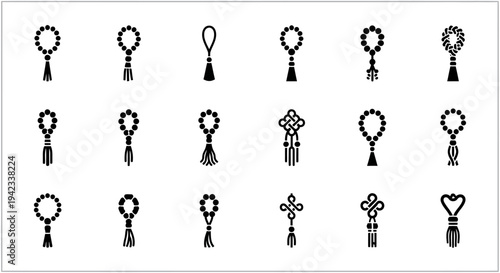 A collection of ornate keys displayed in a grid pattern on a clean background, viewed from directly above