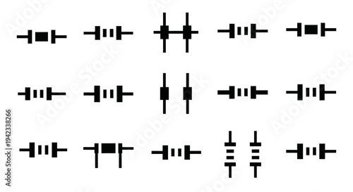 Collection of various equalizer icons displayed in a grid pattern on a clean white interface
