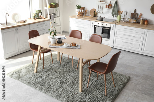 Interior of kitchen with co...