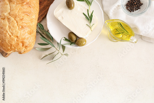 Plate with tasty feta chees...