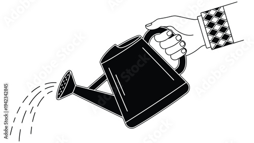 watering plants gardening vector illustration with watering can plant care growth nature environment botany home gardening lifestyle and eco friendly green living concept