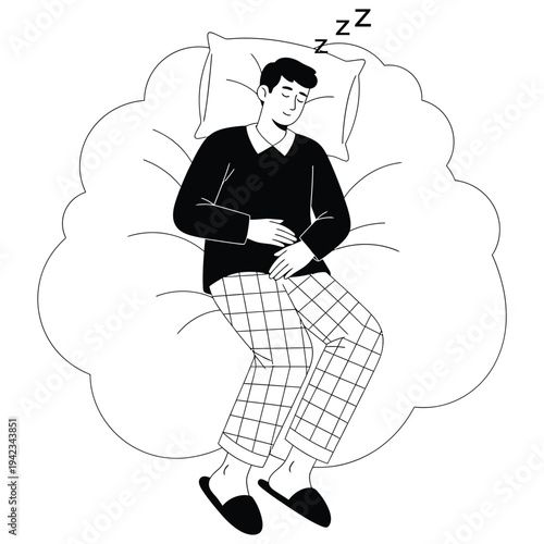 sleeping man dream concept vector illustration representing rest relaxation imagination night dreaming comfort mental health peace and bedtime lifestyle concept