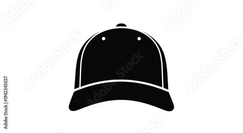 Simple black silhouette of a classic baseball cap with a curved brim