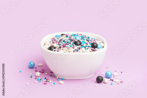 Bowl with colorful sprinkle...