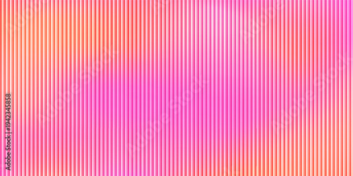 Abstract Pink and Orange Gradient Background with Vertical 3D Ribbed Texture and Linear Pattern. vector illustration