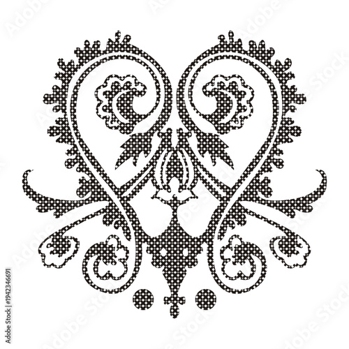 Ornamental Heart Floral Vintage Filigree Decorative Vector. Elegant decorative vector design isolated on white background.