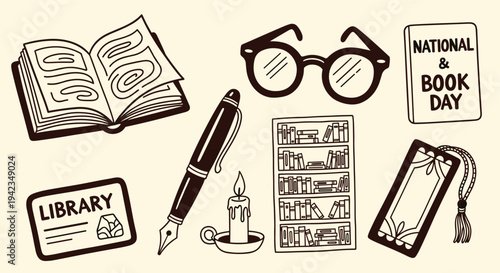 Bookish doodles for national book day celebration