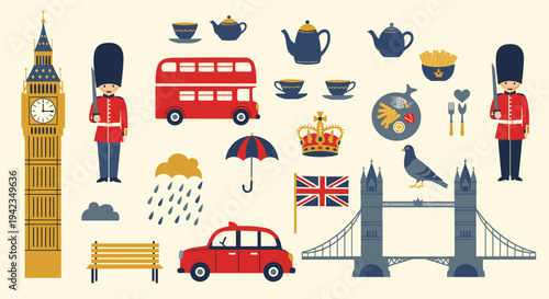 london icons collection flat design for travel advertising