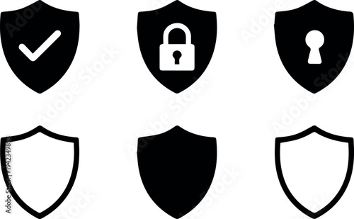 Shield icons for cybersecurity and data protection