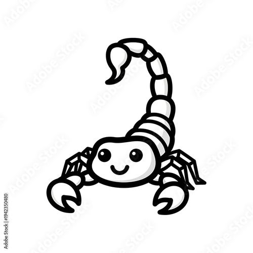Smiling Cartoon Scorpion Illustration on White.