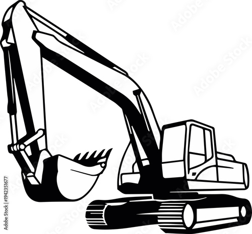 Excavator digging at construction site with bucket