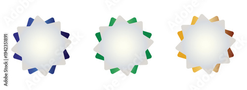 Set of abstract geometric star shapes with layered colorful elements