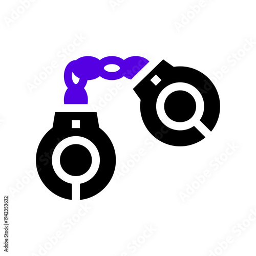 handcuffs of justice icon two tone color