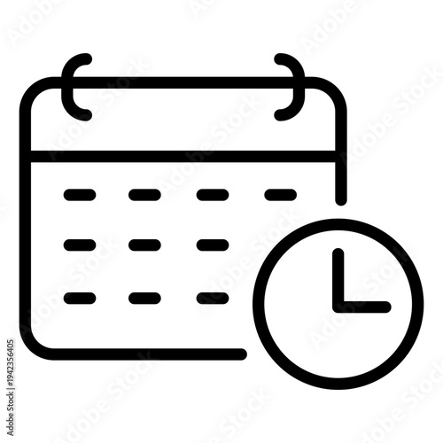 A line icon featuring a calendar and clock to represent a project deadline or time limit