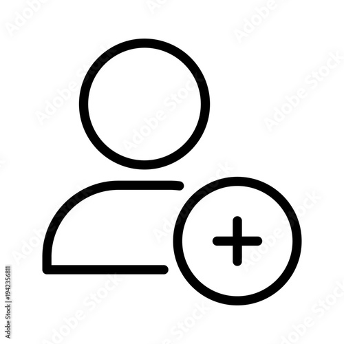 A line icon showing a person silhouette with a plus sign for adding a follower or friend