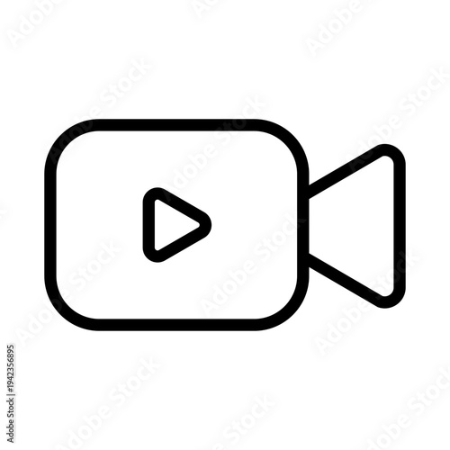 A line icon of a video camera representing video blogging and content production