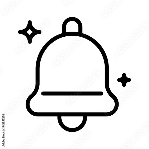 An outline icon of a ringing bell with sparkles representing social media alerts or new messages