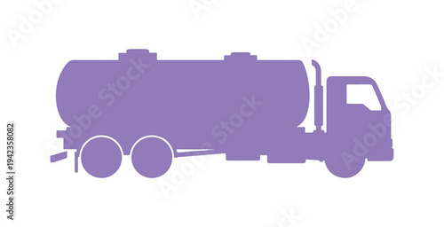 Side view gasoline tanker truck vector icon, minimal flat style isolated on white.