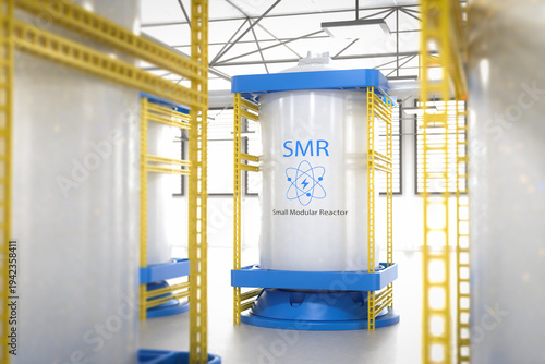 Group of smr or small modular nuclear reactors power plant